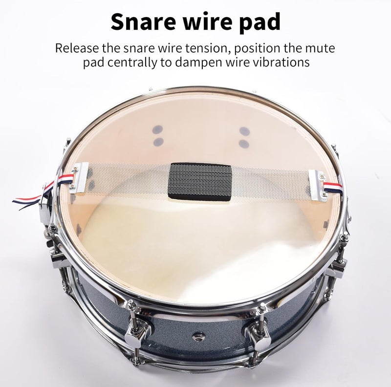 Seteol Drum Mute Pads, Cymbal Silencers Set, 12-Piece Drum Dampeners Kit with Cymbal Pad + Drum Pads + Drumstick, Compatible with 10''/12”/14”/16” Drums - Image 4